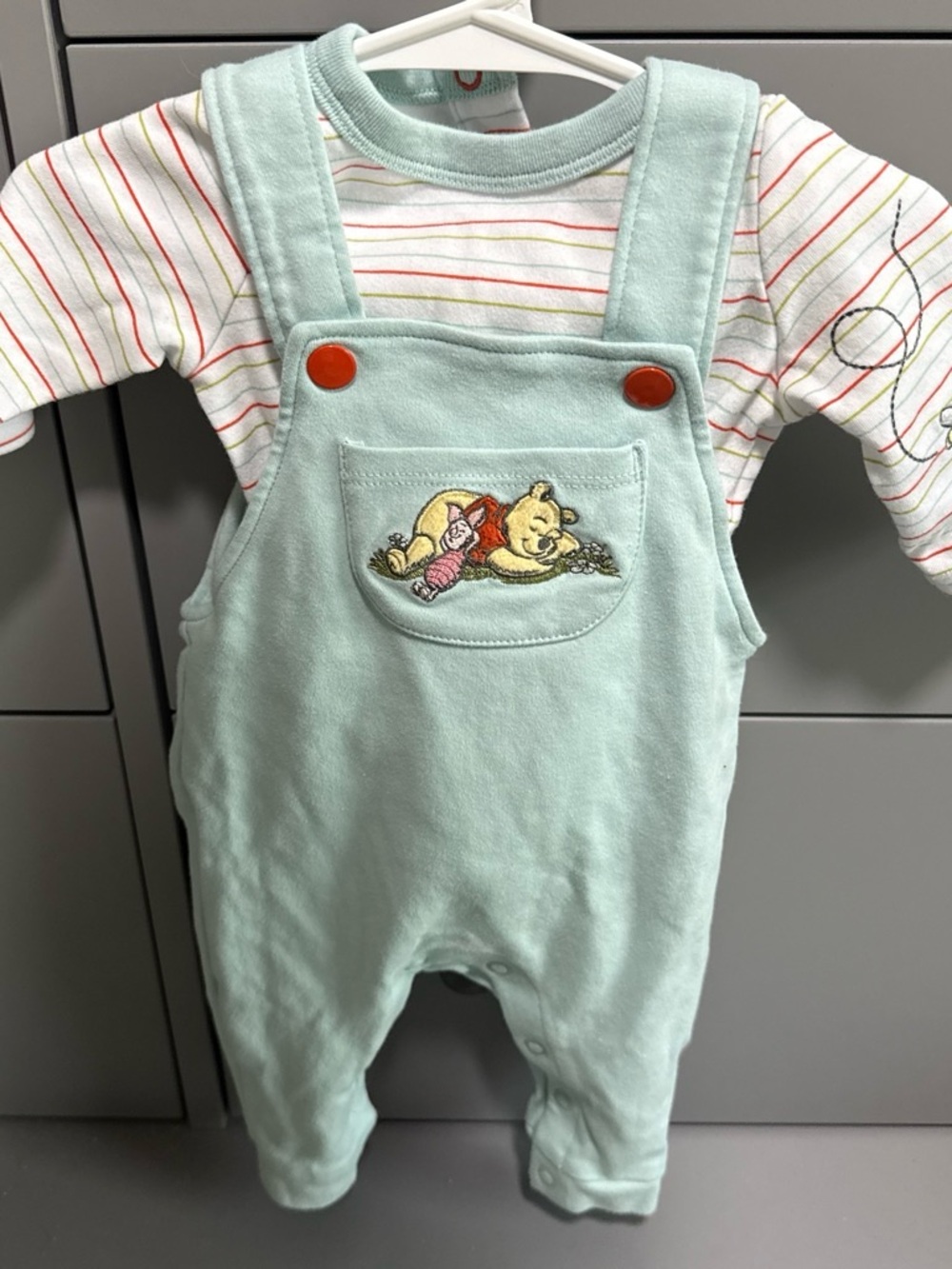 Disney baby Green Overalls with onesie